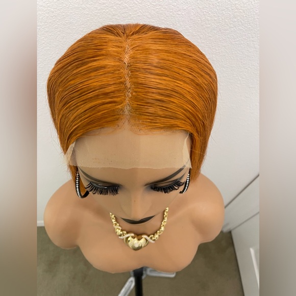 18” 4x4 Lace Closure, Straight Human Hair Wig, Color Similar to Ginger - Picture 6 of 12